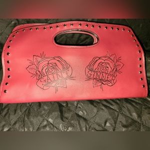 Vintage Red saint sinner rose tattoo lux de ville rockabilly, Rectangle clutch